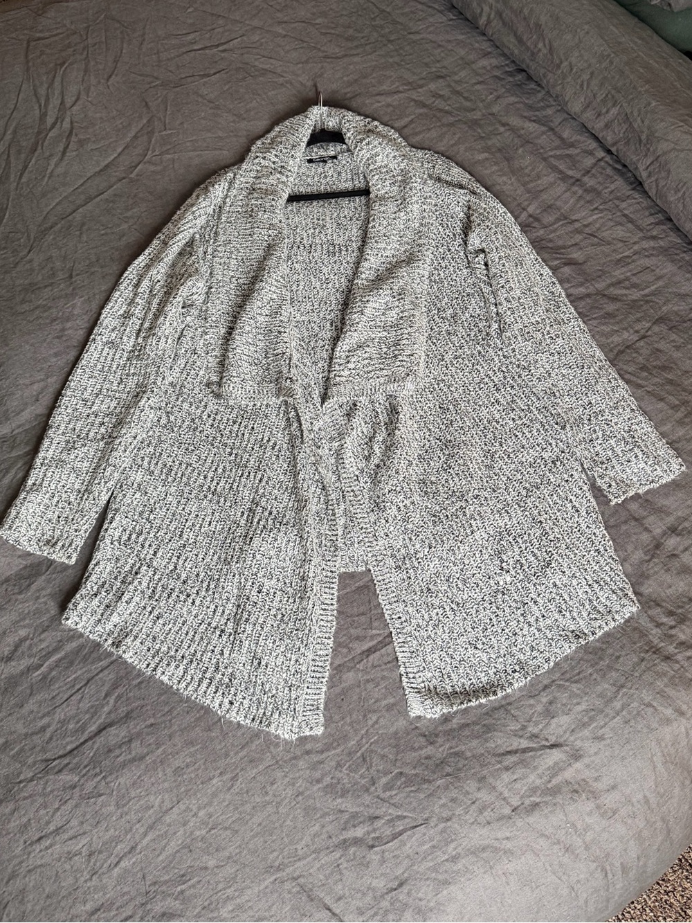 George Light Gray Open-Front Shawl Collar Cardigan